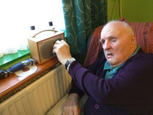 An internet audio player from the British Wireless for the Blind Fund is just one of the many devices improving quality of life for Keith's father.