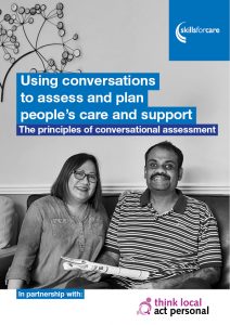 Guide cover: Using conversations to assess and plan people's care and support