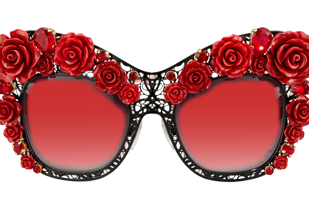 Elton John glasses - big, garish and with rose petal frames