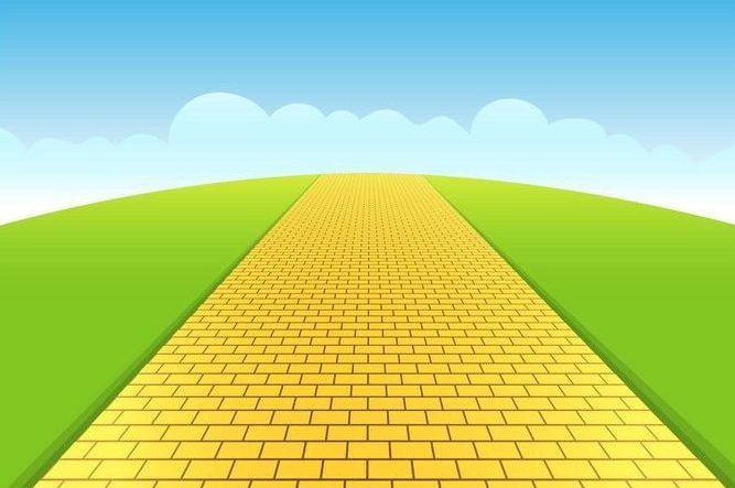 a yellow brick road