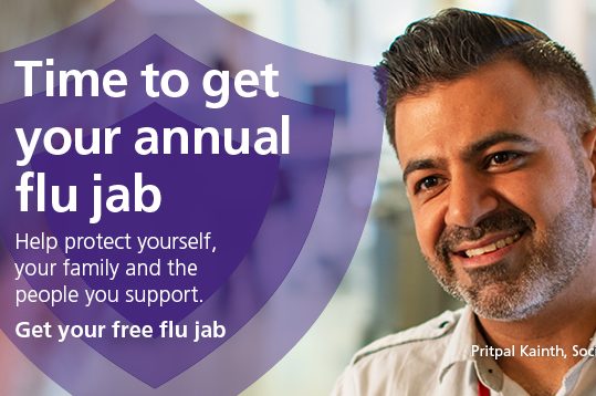 Social workers and many other care and support staff are eligible for the flu vaccination