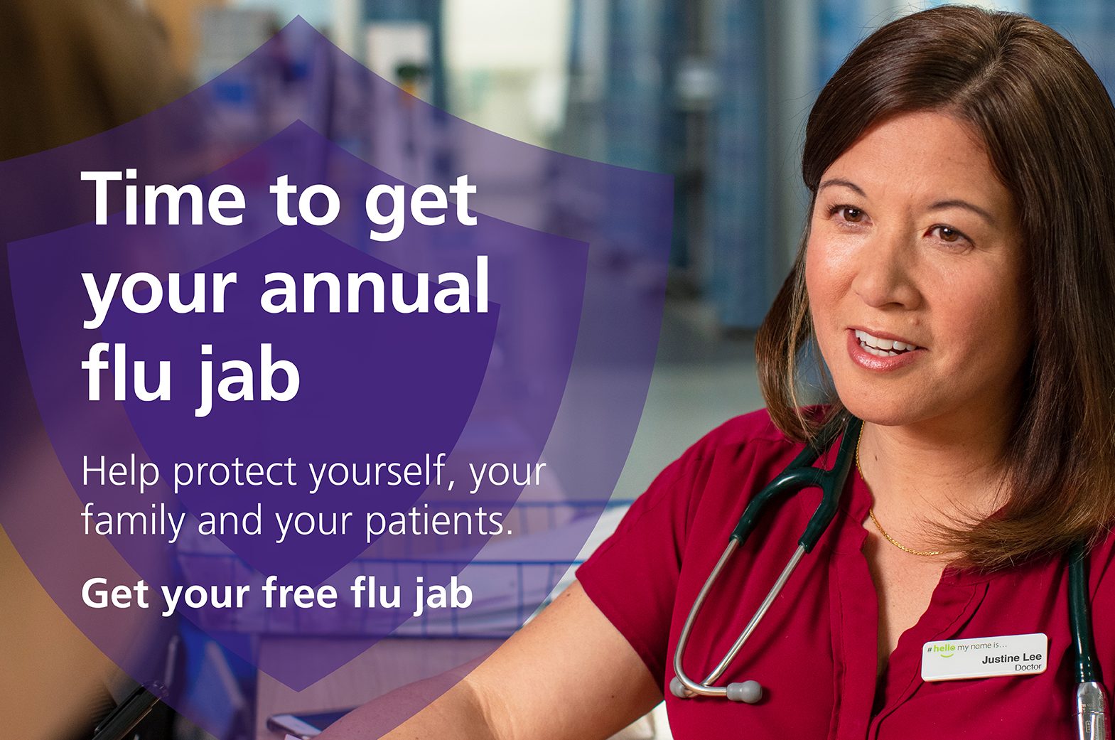 Free flu jab for NHS and social care staff poster