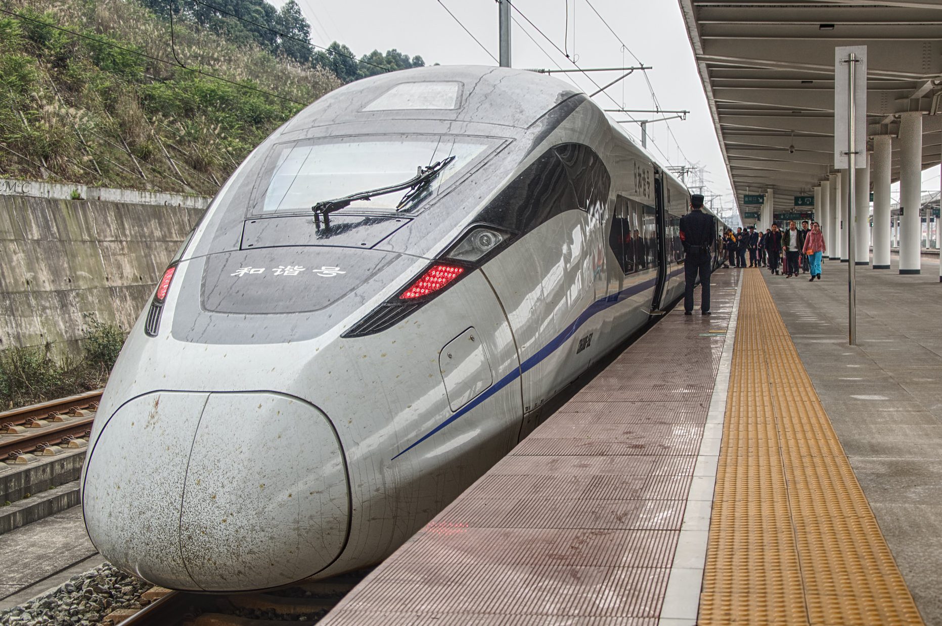 High speed train at a station