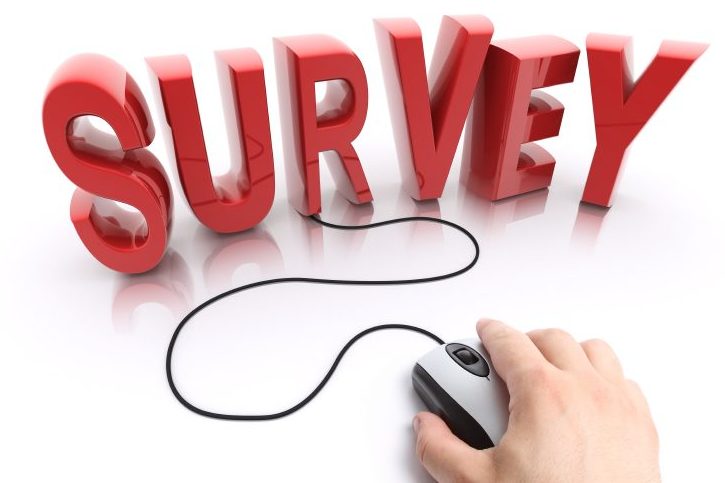 The word survey written in 3D with a computer mouse attached.