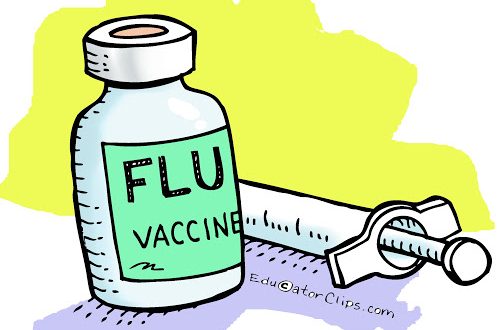 Flu vaccine and syringe