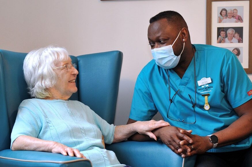 care manager talking to resident