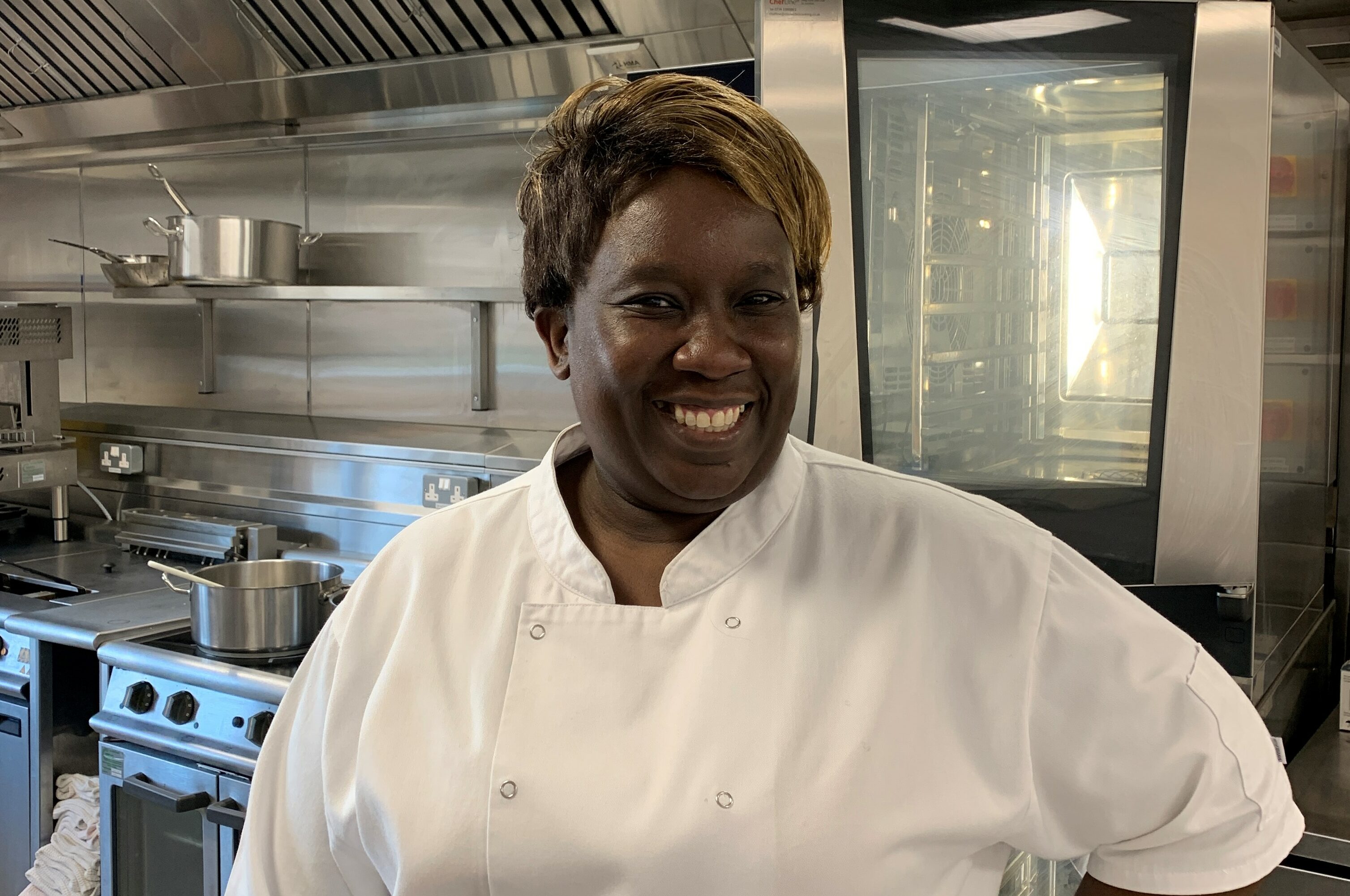 Linda Aduma in the Vida Court kitchen