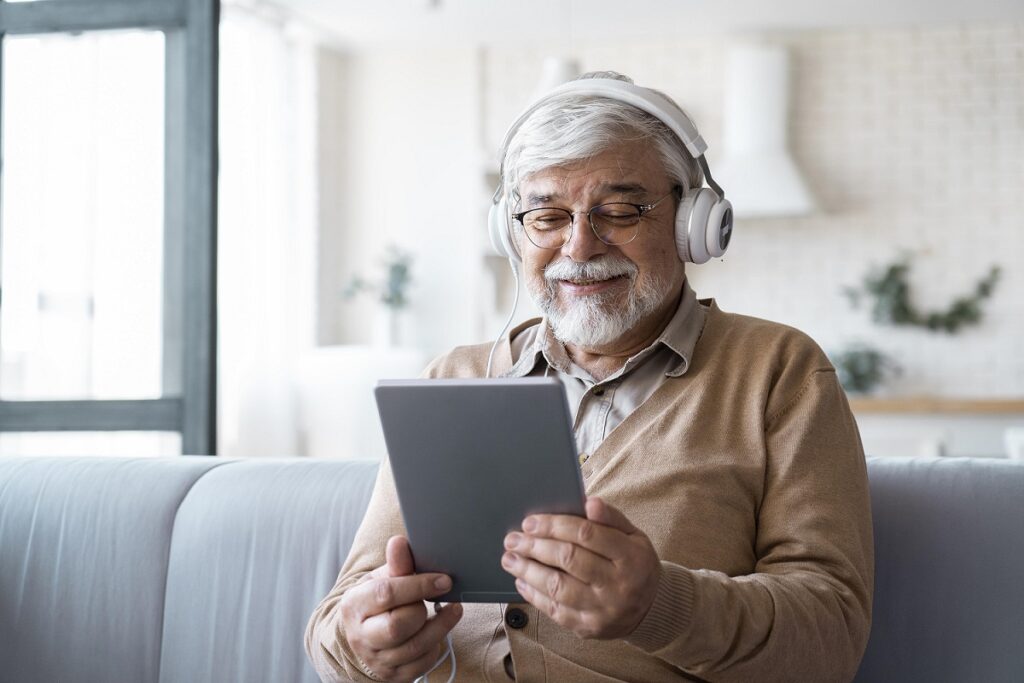 Older man using an ipad