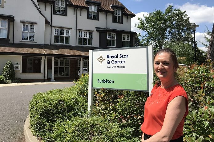 Helen Maher outside the Royal Star & Garter Surbiton home.